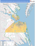 Virginia Beach-Norfolk-Newport News Metro Area Digital Map Basic Style